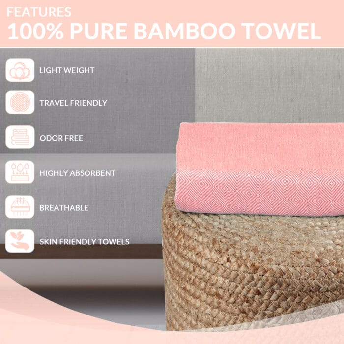 100% Pure Bamboo Bath Towel – Turkish Style, Soft, Absorbent