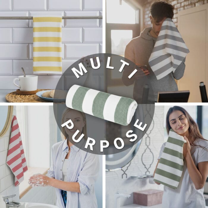 100% Bamboo Gym Towels , Cabana Stripe – Pack of 3
