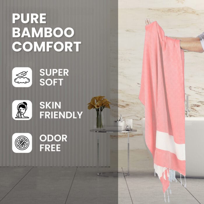 100% Pure Bamboo Bath Towel – Turkish Style, Soft, Absorbent