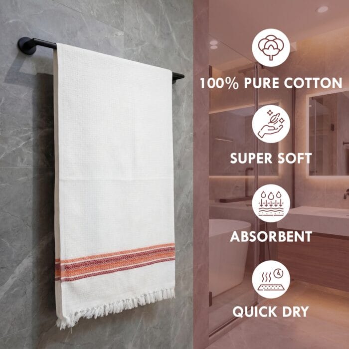 100% Pure Cotton Bath Towels Pack of 2 - 30 x 60 Inches