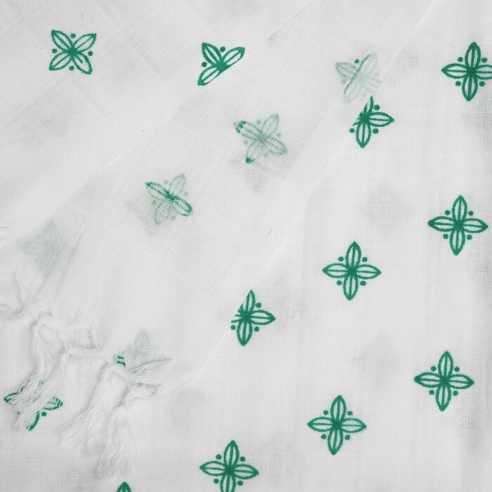 Pure Cotton Twin Layer Bath Towels 30x60 Inch, Pack of 2, White with Modern Contemporary Prints