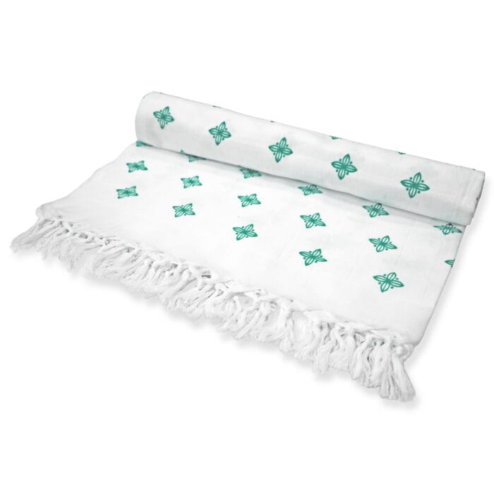 Pure Cotton Twin Layer Bath Towels 30x60 Inch, Pack of 2, White with Modern Contemporary Prints
