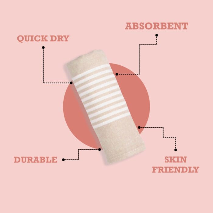 Natural Cotton Bath Towel 27x42 Inch, Pack of 2