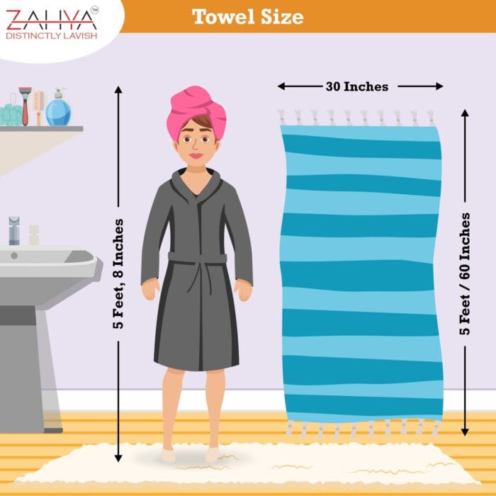 100% Pure Cotton Bath Towels Pack of 2 - 30 x 60 Inches