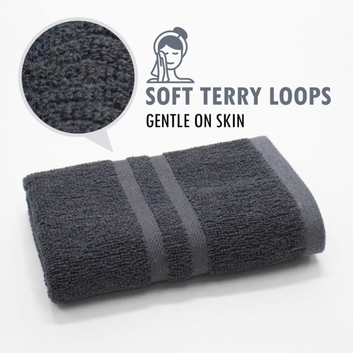 Terry Cotton Hand Towels Pack of 6 – 14x21 Inches