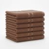 Zahya 100% pure cotton terry hand towel in brown color, pack of 6, stacked, soft and highly absorbent, 14x21 inch