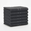 Zahya 100% pure cotton terry hand towel in grey color, pack of 6, stacked, soft and highly absorbent, 14x21 inch