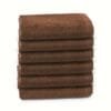 Zahya Cotton Terry Face Towel – Brown – Pack of 6 Zahya 100% pure cotton terry face towels in brown color, pack of 6, stacked, soft and highly absorbent, 12x12 inch