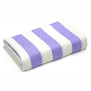 100% Pure Bamboo Bath Towel – Cabana Stripe, Soft & Eco-Friendly - Pastel Purple