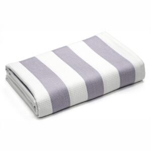 100% Pure Bamboo Bath Towel – Cabana Stripe, Soft & Eco-Friendly - Grey