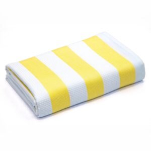100% Pure Bamboo Bath Towel – Cabana Stripe, Soft & Eco-Friendly - Mustard Yellow