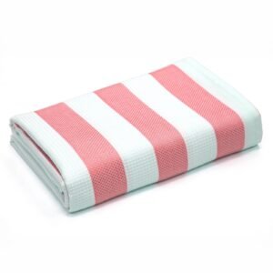 100% Pure Bamboo Bath Towel – Cabana Stripe, Soft & Eco-Friendly - Coral