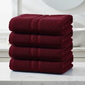 Terry Cotton Hand Towels – Soft, Thick & Absorbent (Pack of 4) - Maroon