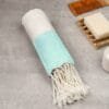 Zahya Bamboo Bath Towel - Turkish Style - Opal Green Zahya 100% pure bamboo Turkish towel in opal green color, rolled with fringe, lightweight and quick-dry, large size