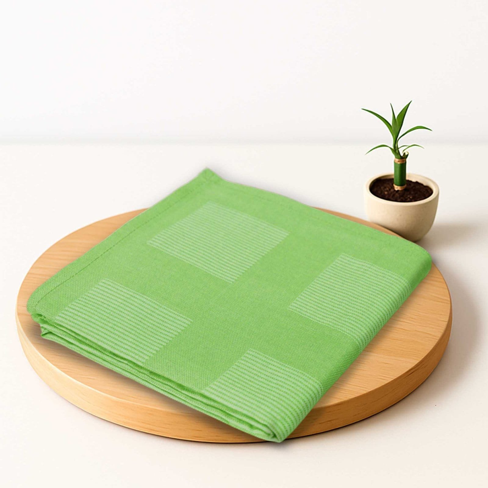 Zahya 100% pure bamboo bath towel in light green color, folded, lightweight and quick-dry, large size