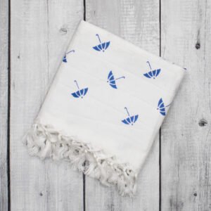 Pure Cotton Twin Layer Bath Towels 30x60 Inch, Pack of 2, White with Modern Contemporary Prints