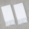 Zahya Turkish Style Towel - White - Pack of 2 Zahya white waffle weave Turkish style towels with fringe, pack of 2, laid flat on stone surface