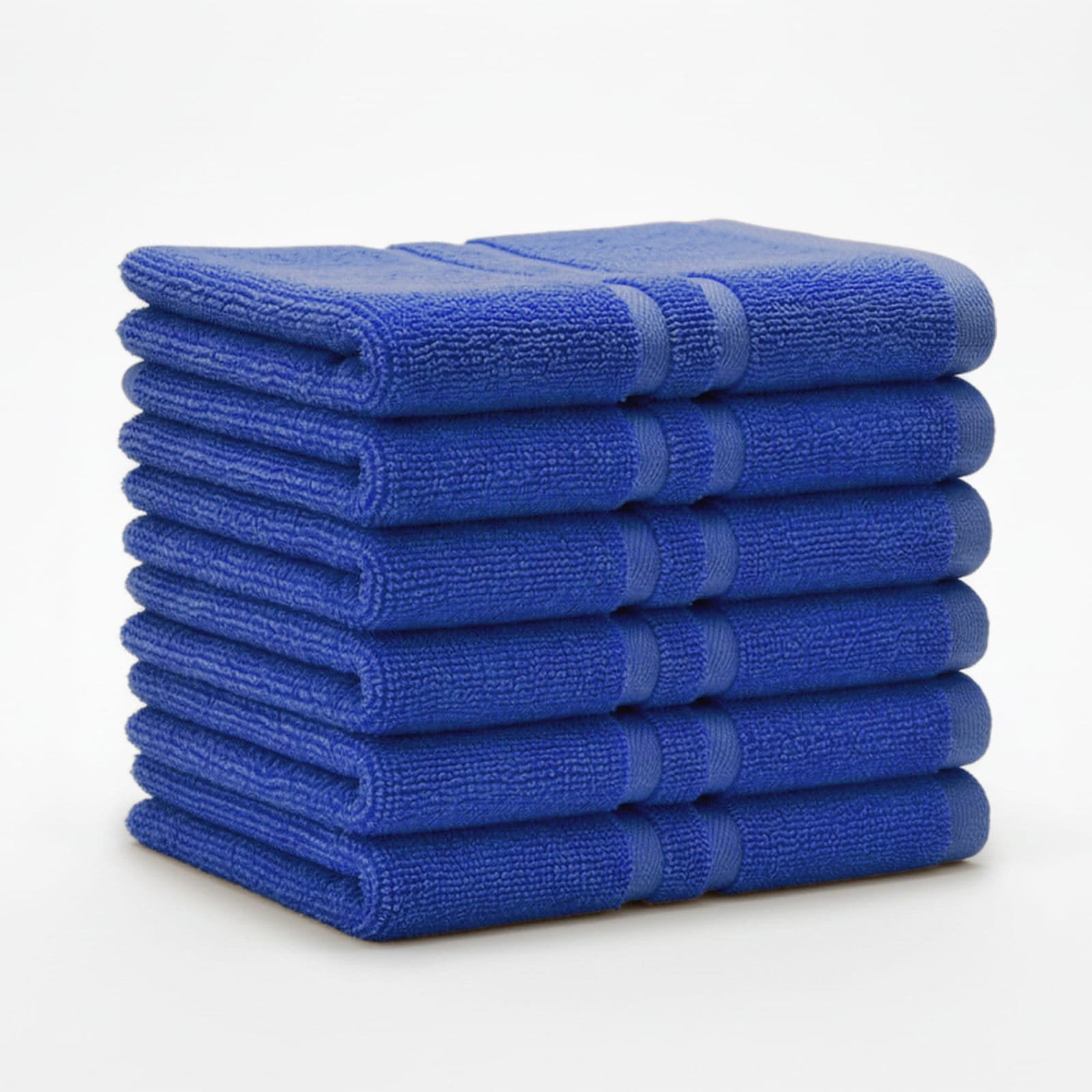 Zahya Terry Hand Towel – Blue – Pack of 6 Zahya 100% pure cotton terry hand towel in blue color, pack of 6, stacked, soft and highly absorbent, 14x21 inch