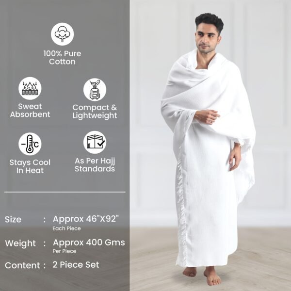 02 Honeycomb Cotton Ehram for Men – Hajj & Umrah