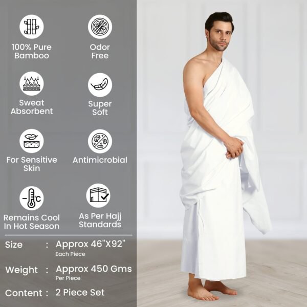 03 Bamboo Ihram for Hajj & Umrah – Ultra-Soft & Odor-Free