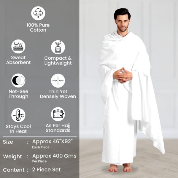 03 Plain Weave Cotton Ihram for Men – Hajj & Umrah