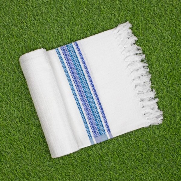 03-19.jpg 100% Pure Cotton Bath Towels Pack of 2 - 30 x 60 Inches- White with Multicolour Border