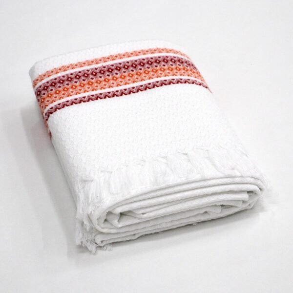 05-3.jpg 100% Pure Cotton Bath Towels Pack of 2 - 30 x 60 Inches- White with Multicolour Border