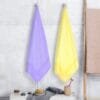 Zahya Bamboo Bath Towels — Pastel Purple and Yellow (Pack of 2) Zahya 100% pure bamboo bath towels in purple and yellow, pack of 2, hanging, lightweight and quick-dry, large size