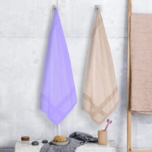 100% Pure Bamboo Bath Towel Pack of 2 – Pin Stripe, Soft & Eco-Friendly - Pastel Purple and Bamboo Straw
