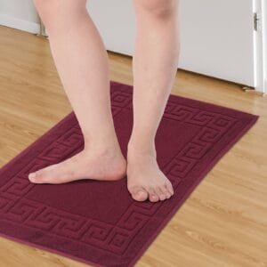 Terry Cotton Bath Mat Set of 2 – 750 GSM, Absorbent - Maroon