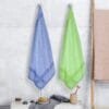 Zahya Bamboo Bath Towels — Denim Blue and Olivine (Pack of 2) Zahya 100% pure bamboo bath towels in blue and opal green, pack of 2, hanging, lightweight and quick-dry, large size