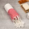 Zahya Bamboo Bath Towel - Turkish Style - Red Zahya 100% pure bamboo Turkish towel in red color, rolled with fringe, lightweight and quick-dry, large size