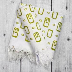 Pure Cotton Twin Layer Bath Towels 30x60 Inch, Pack of 2, White with Modern Contemporary Prints - Pattern 2