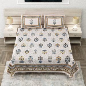 Pure Cotton King Size Bedsheet with Pillow Covers - Mocha Coffee Cream