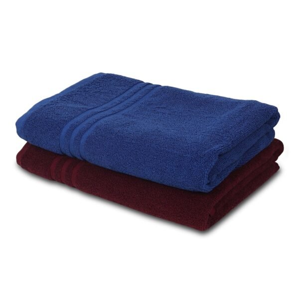 IMG_9267.jpg ZAHYA Pure Cotton 600 GSM Bath & Hand Towel Combo - Blue & Maroon