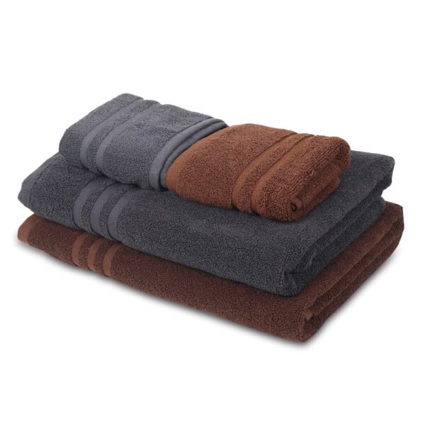 IMG_9315.jpg ZAHYA Pure Cotton 600 GSM Bath & Hand Towel Combo - Grey & Brown