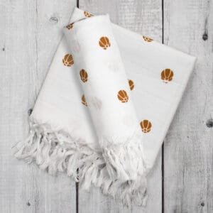 Pure Cotton Twin Layer Bath Towels 30x60 Inch, Pack of 2, White with Modern Contemporary Prints - Pattern 4