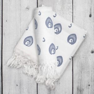 Pure Cotton Twin Layer Bath Towels 30x60 Inch, Pack of 2, White with Modern Contemporary Prints - Pattern 6
