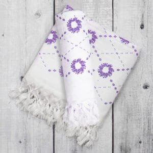 Pure Cotton Twin Layer Bath Towels 30x60 Inch, Pack of 2, White with Modern Contemporary Prints - Pattern 5