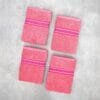 Zahya 100% pure cotton terry hand towels in pink color, pack of 4, folded, soft and highly absorbent, 500 GSM