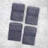 Zahya 100% pure cotton terry hand towels in grey color, pack of 4, folded, soft and highly absorbent, 500 GSM