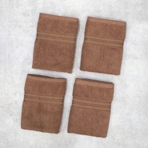 100% Pure Cotton Terry Hand Towels Pack of 4 - Brown