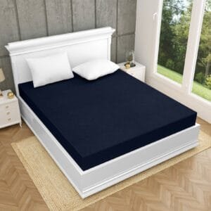 Terry Cotton Waterproof Fitted Mattress Protector - Navy Blue