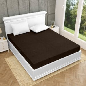Terry Cotton Waterproof Fitted Mattress Protector - Brown
