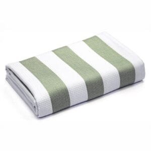 100% Pure Bamboo Cabana Stripe Bath Towel – Soft, Absorbent - Olive Green