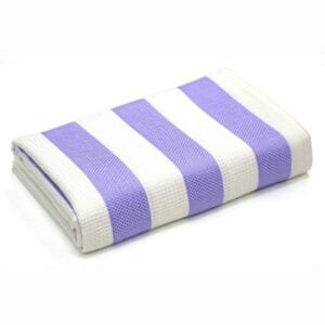 100% Pure Bamboo Cabana Stripe Bath Towel – Soft, Absorbent - Pastel Purple