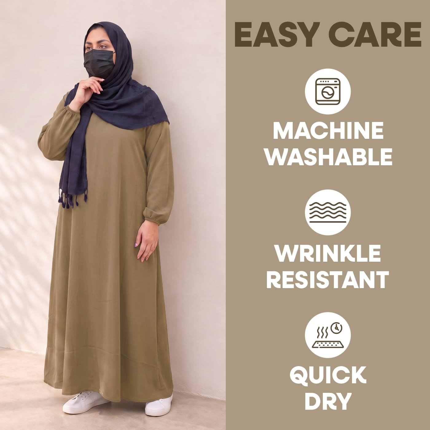 Abaya - Womens Ihram Dress for Hajj & Umrah - XXL - Beige - Image 2